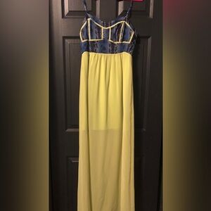 Elegant Blue and Yellow Maxi Dress Jealous Tomato